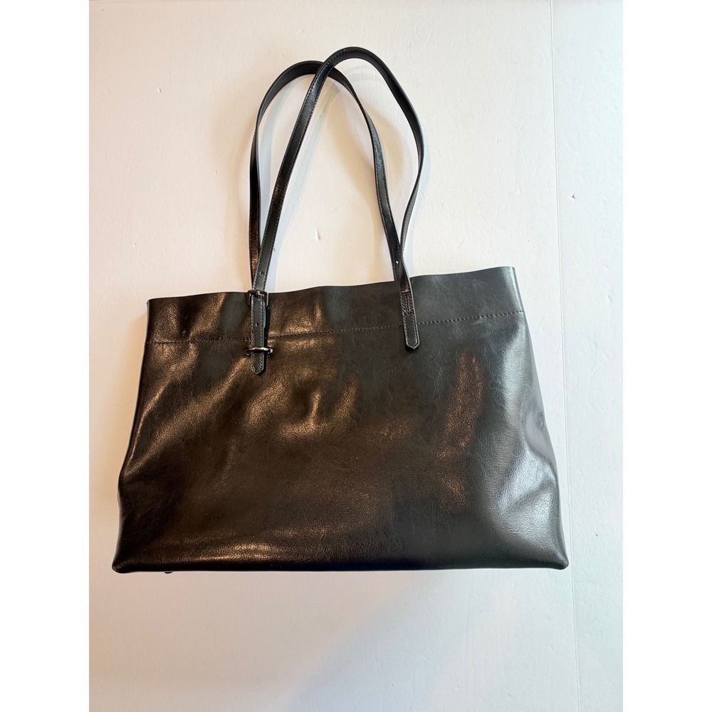 Kattee Black Leather Tote Bag Women Professional Work Shoulder Bag Large Zip Top